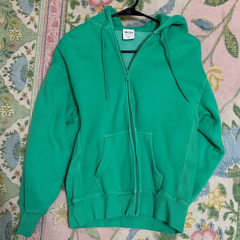 Aritzia Teal-Green Full-Zip Hoodie